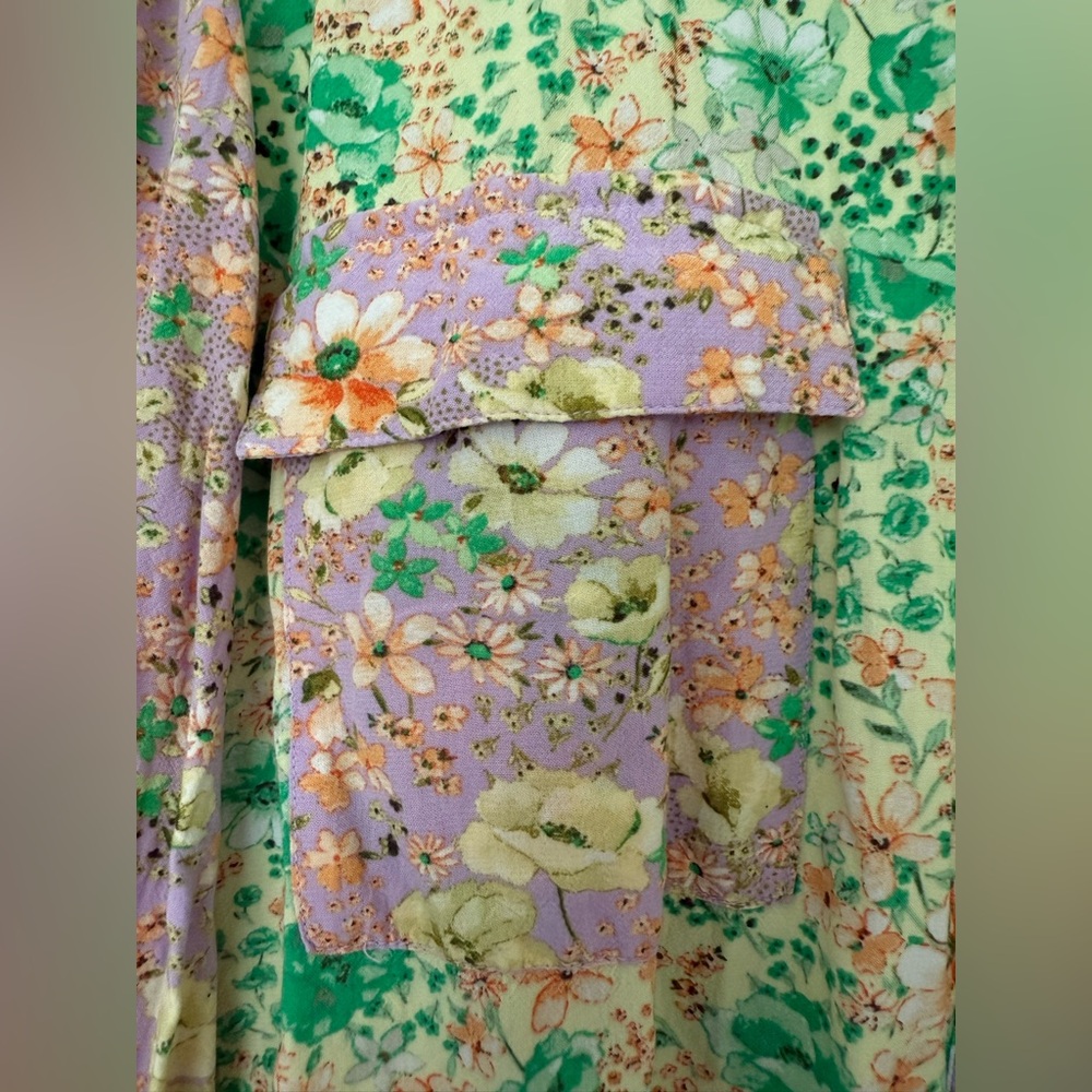 Loft Floral Patchwork Utility Shirt Cottagecore G… - image 3